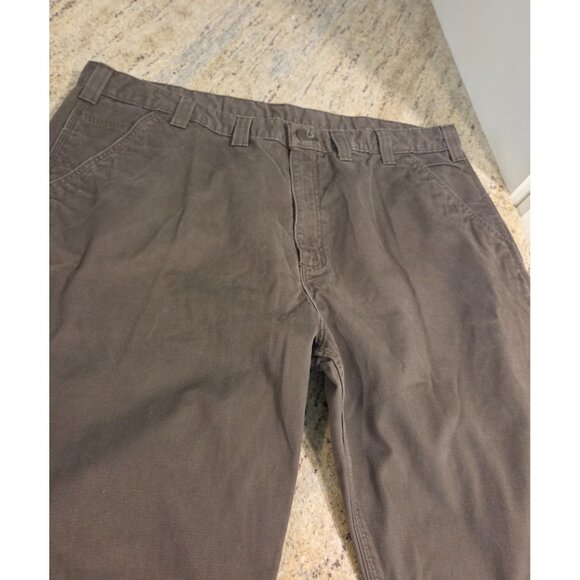 Carhartt Pants Utility Men 44x32 Brown Cotton Canvas Carpenter Work B324 DFE - Picture 3 of 11